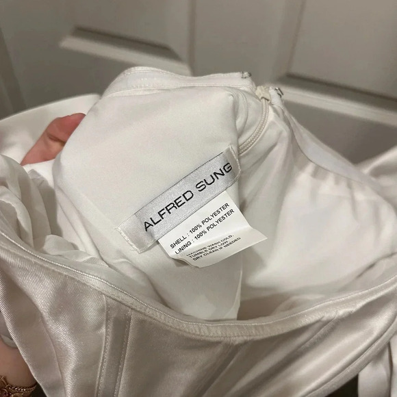 NWT Alfred Sung Satin Off-the-Shoulder Bow Corset Mini Dress - size 6 - Picture 10 of 13